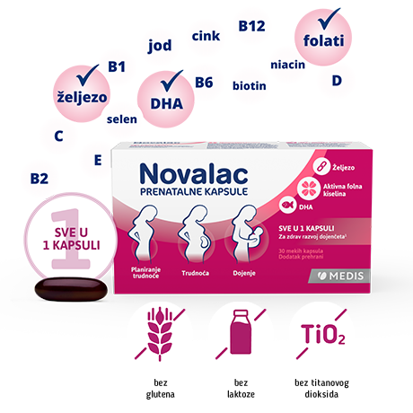 Novalac kapsule s folno kislino (Novalac Prenatal 30 kapsul)